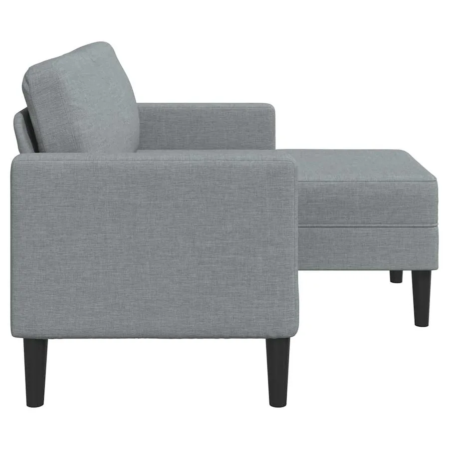 Canapé 2 places avec méridienne en L gris clair 125 cm tissu - 4