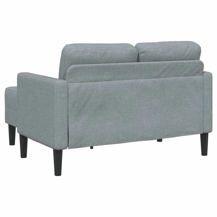 Canapé 2 places avec méridienne en L gris clair 125 cm tissu - 5