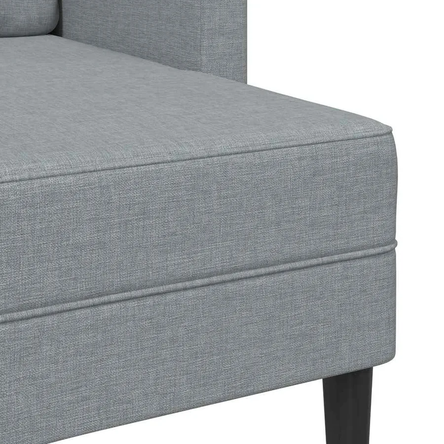 Canapé 2 places avec méridienne en L gris clair 125 cm tissu - 7