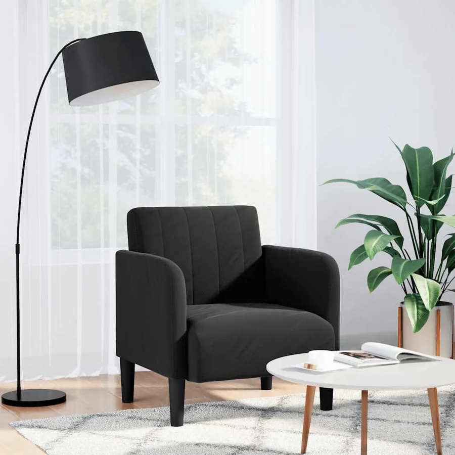 Fauteuil avec accoudoirs noir 54 cm velours