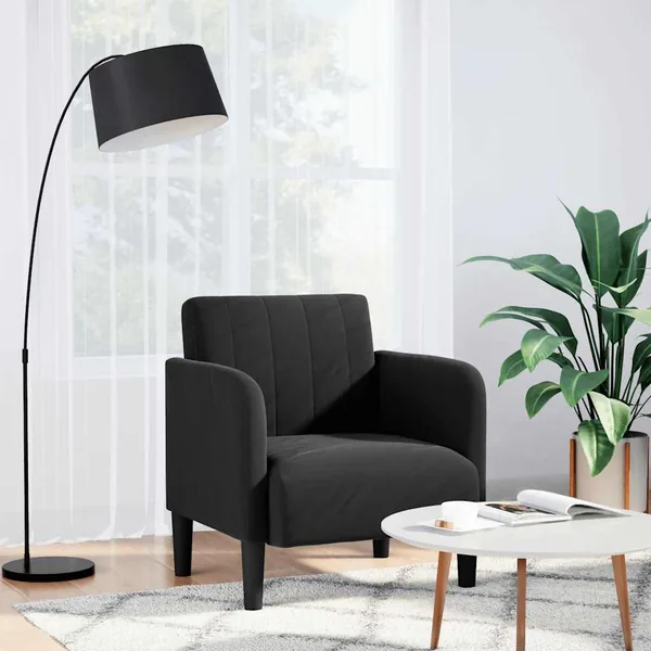 Fauteuil avec accoudoirs noir 54 cm velours