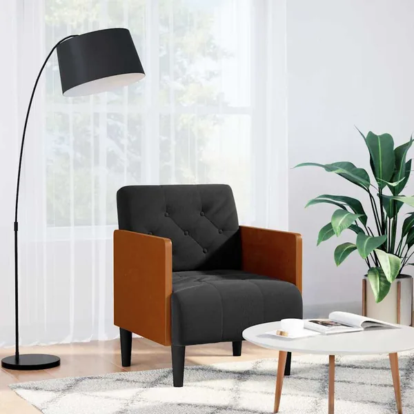 Fauteuil avec accoudoirs noir 55 cm velours