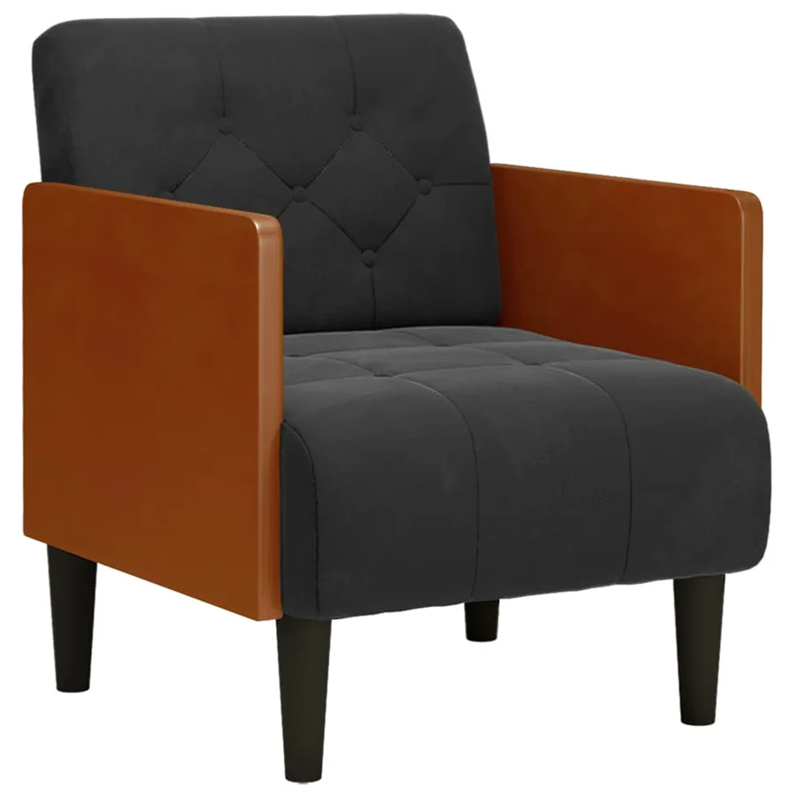 Fauteuil avec accoudoirs noir 55 cm velours - 2