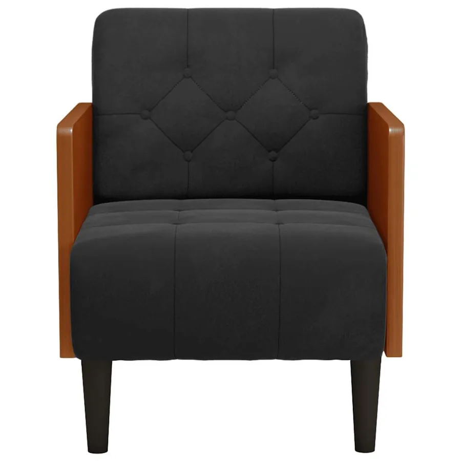 Fauteuil avec accoudoirs noir 55 cm velours - 3