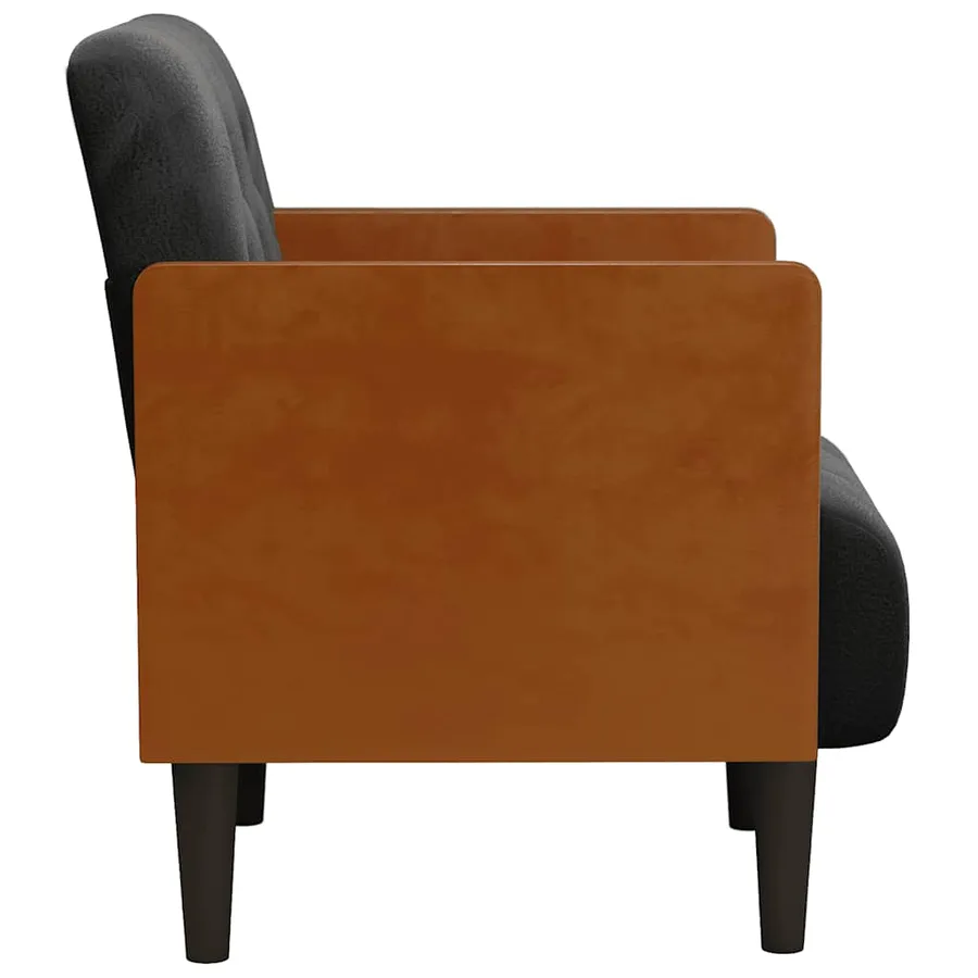 Fauteuil avec accoudoirs noir 55 cm velours - 4