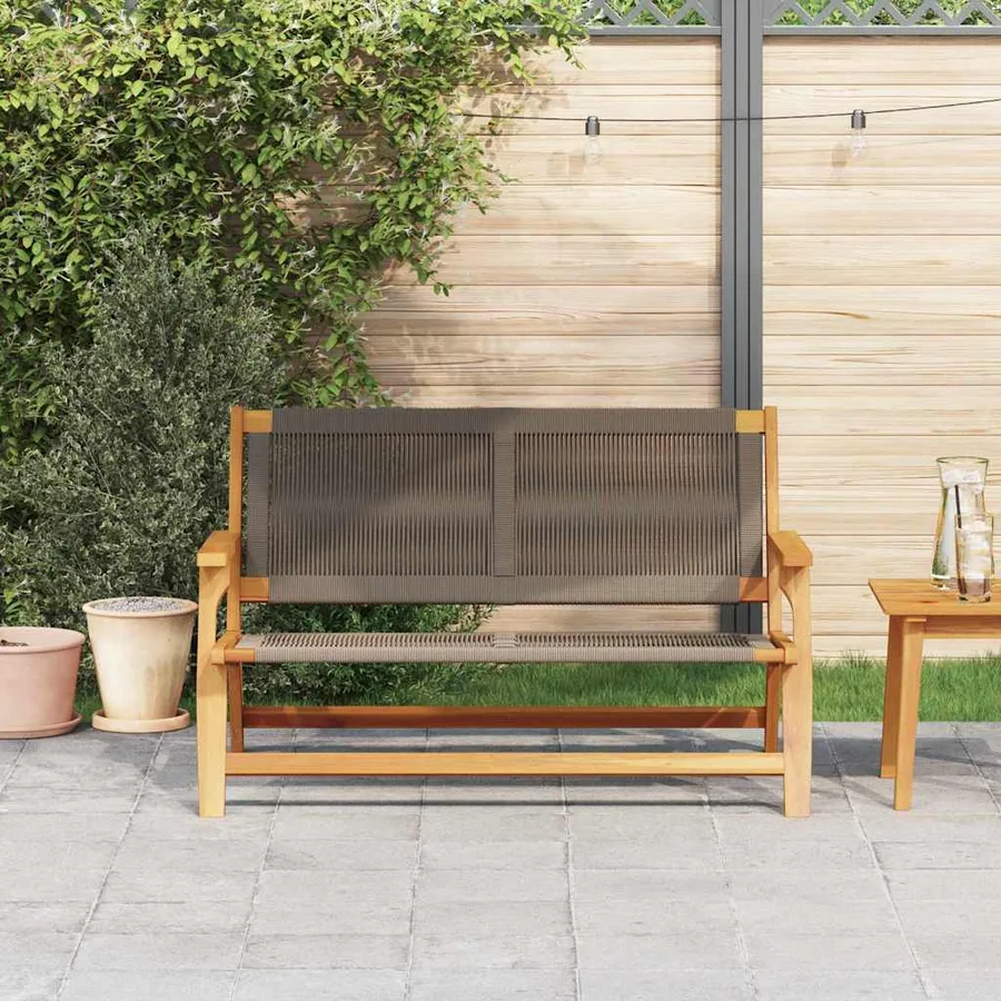 Banc de Détente de Jardin Gris Bois d'Acacia Massif - 3