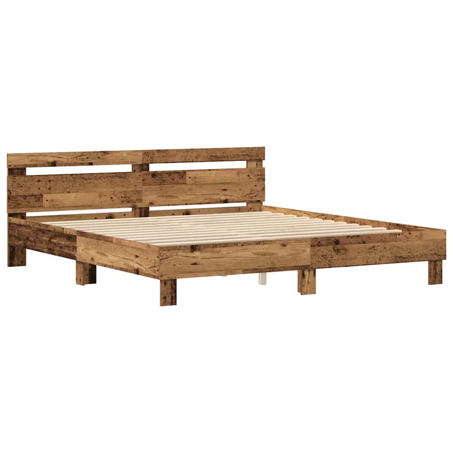 Cadre de lit Bois ancien 200 x 200 cm Bois d'ingénierie - 5