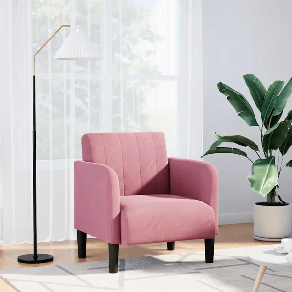 Fauteuil avec accoudoirs rose 54 cm velours