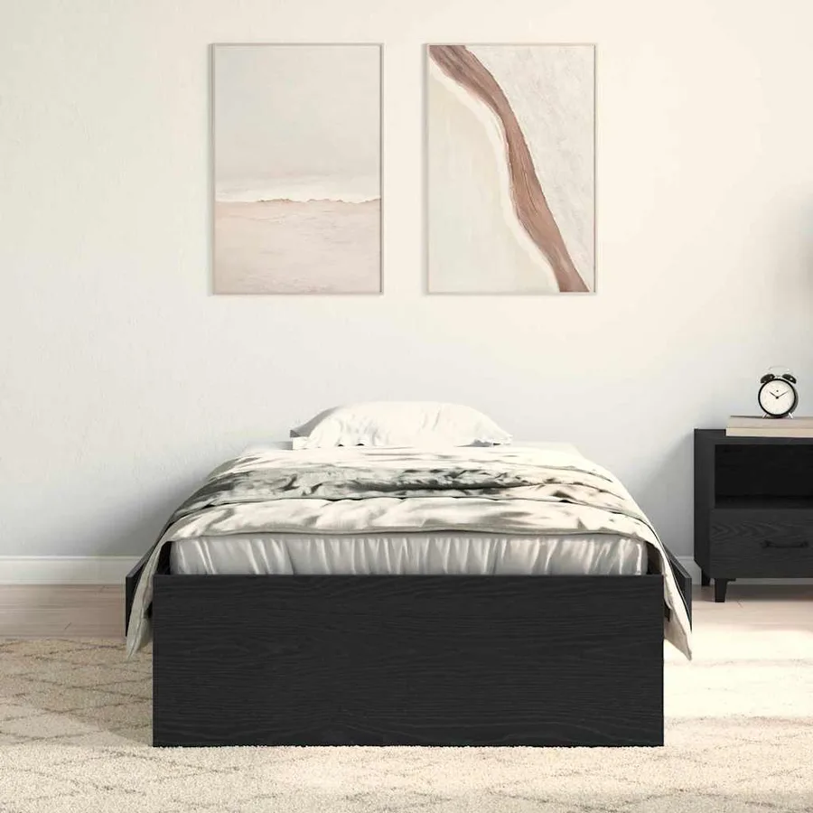 Cadre de lit Chêne noir 90 x 190 cm Bois d'ingénierie - 3