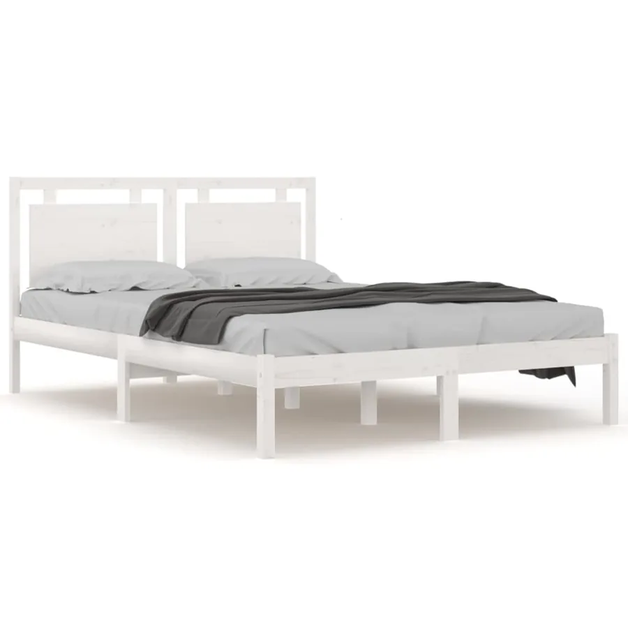 Cadre de lit sans matelas blanc 120x190 cm bois massif - 2