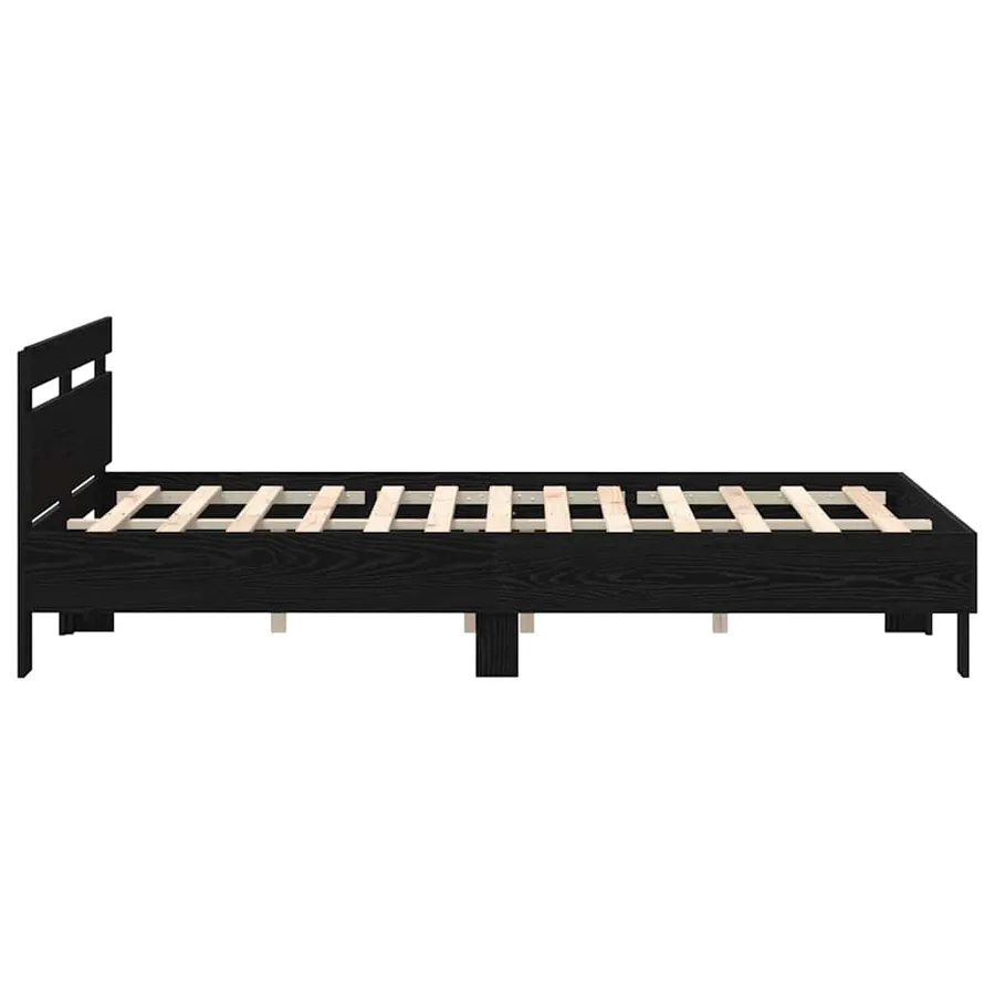 Cadre de lit avec LED Chêne noir 150 x 200 cm Bois d'ingénierie - 6