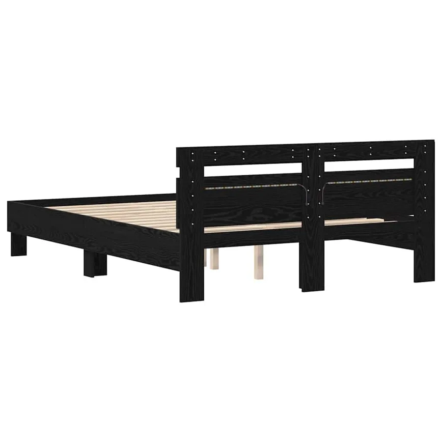 Cadre de lit avec LED Chêne noir 150 x 200 cm Bois d'ingénierie - 7