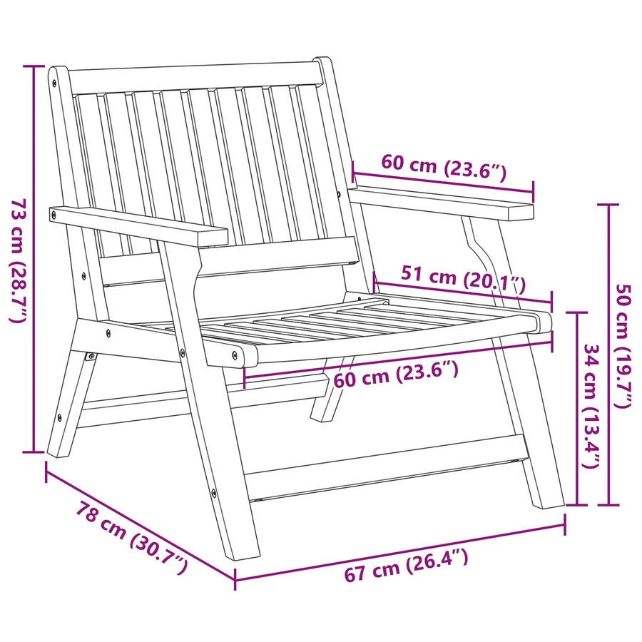 Banc de Relaxation 2 pcs Marron Bois d'Acacia Massif - 6