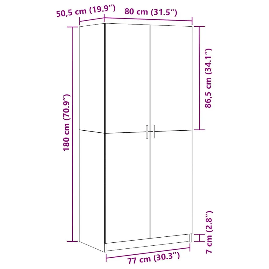 Armoire Chêne noir 80 x 50,5 x 180 cm Bois d'ingénierie - 13