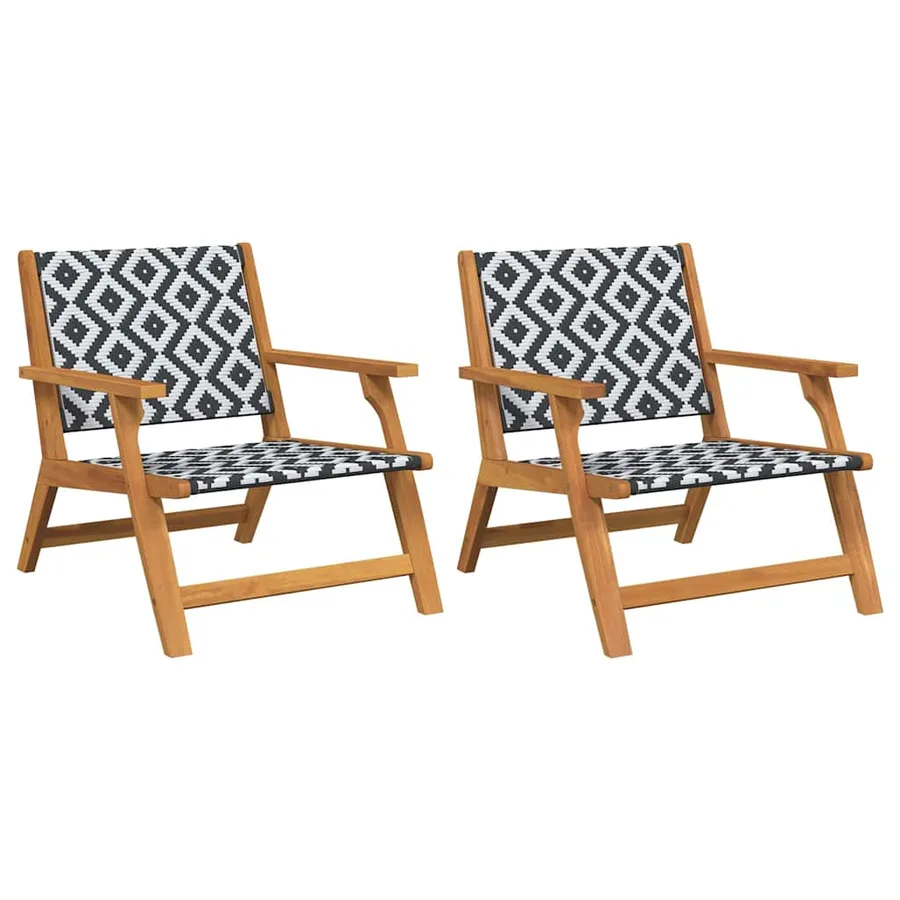 Chaise de Détente de Jardin 2 pcs Noir et Blanc - 2