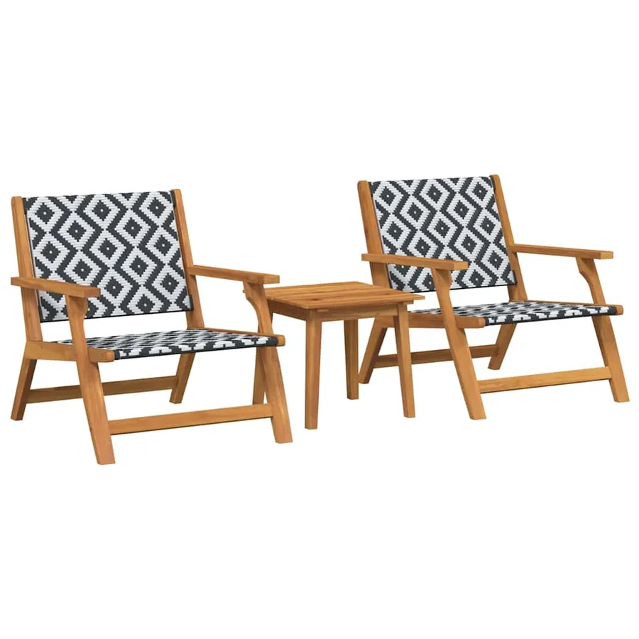 Chaises de jardin avec table 3 pcs Noir et Blanc - 2