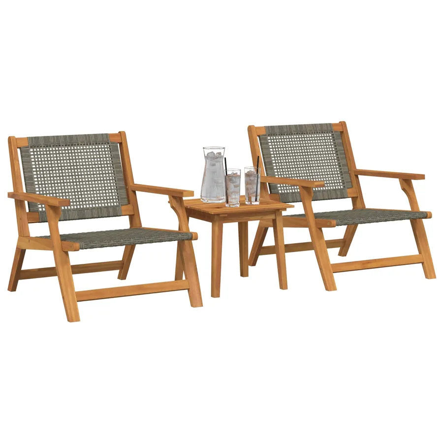 Chaises de jardin avec table 3 pcs Noir et Blanc - 20