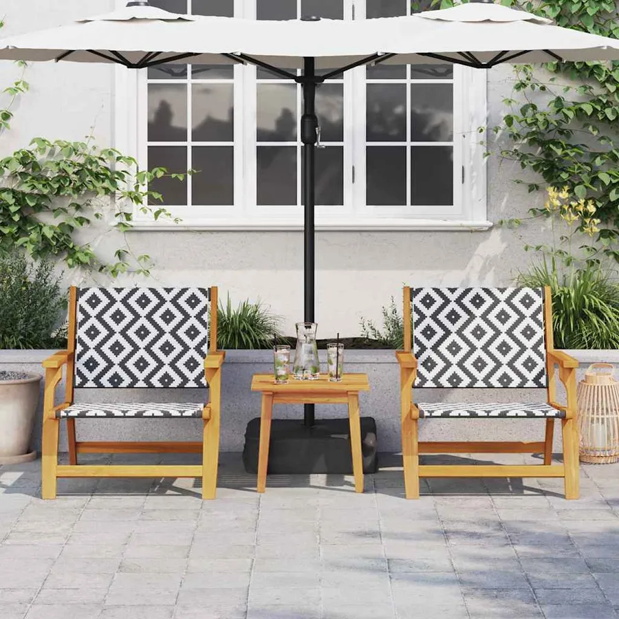 Chaises de jardin avec table 3 pcs Noir et Blanc - 4