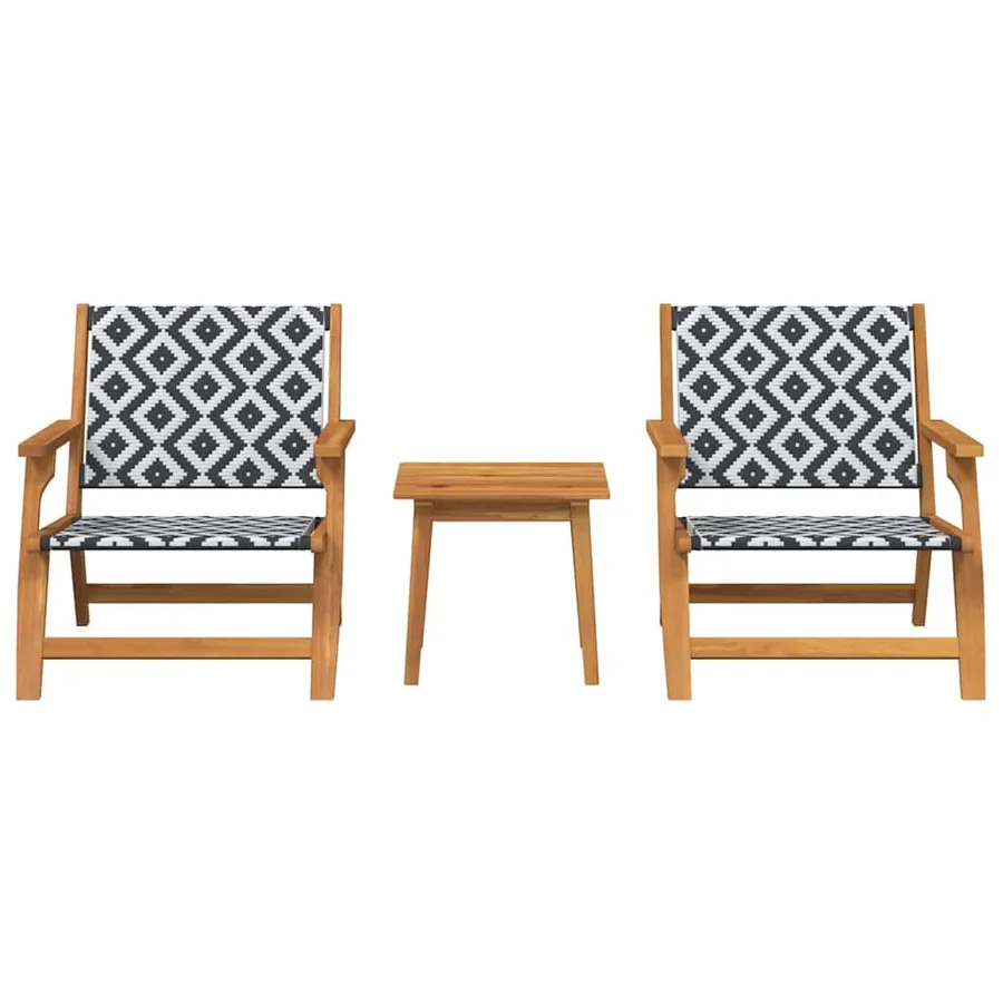 Chaises de jardin avec table 3 pcs Noir et Blanc - 5