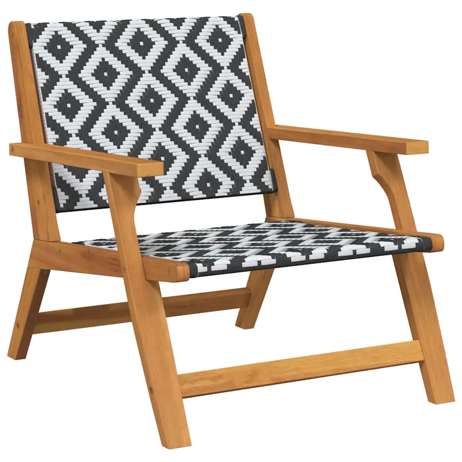 Chaises de jardin avec table 3 pcs Noir et Blanc - 7