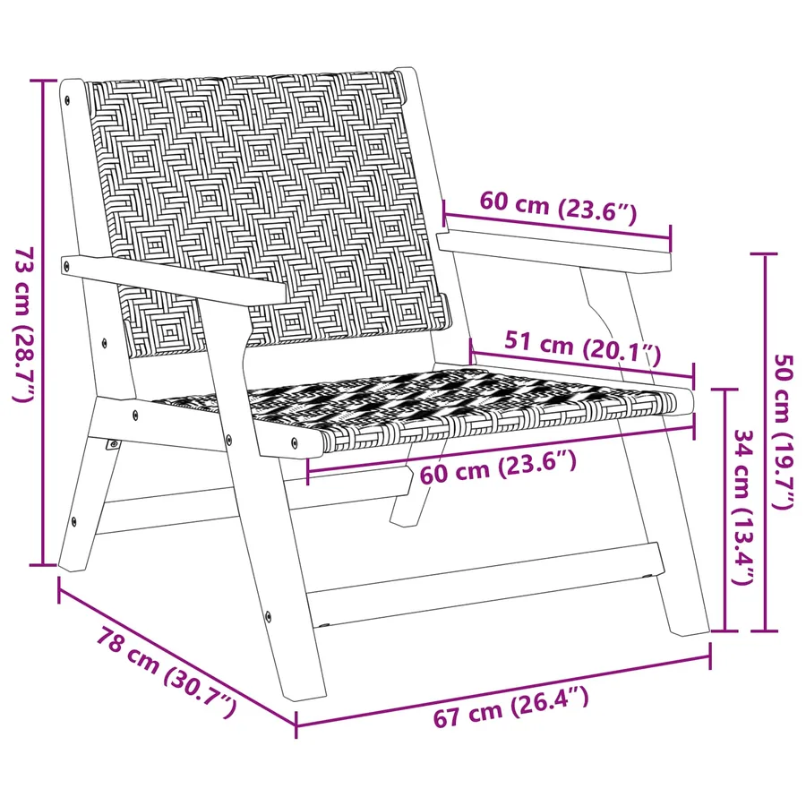 Chaises de jardin avec table 3 pcs Noir et Blanc - 8