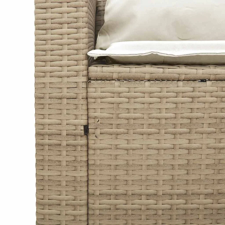 Salon de jardin 5 pcs avec coussins empilable beige polyrotin - 10