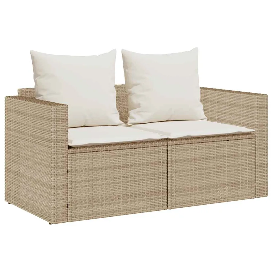 Salon de jardin 5 pcs avec coussins empilable beige polyrotin - 5