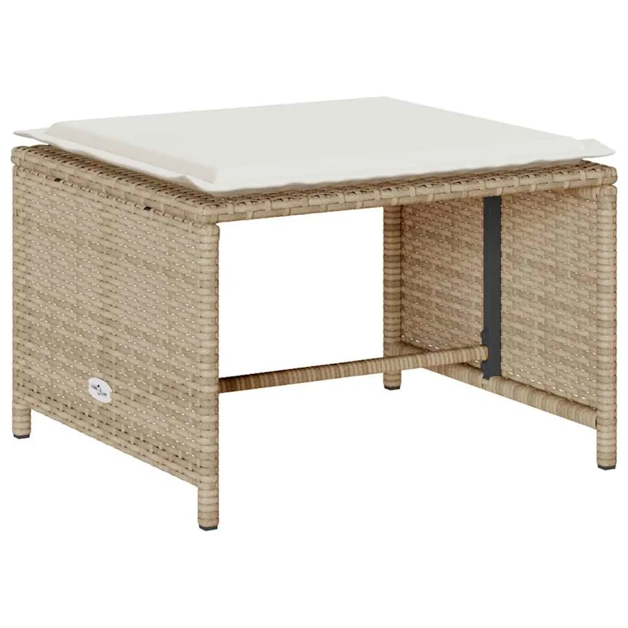 Salon de jardin 5 pcs avec coussins empilable beige polyrotin - 7