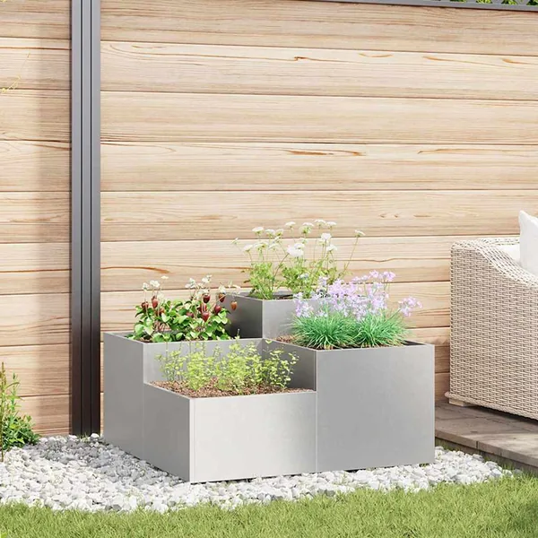 Cache-pot de jardin Argent 80 x 80 x 48 cm Acier inoxydable