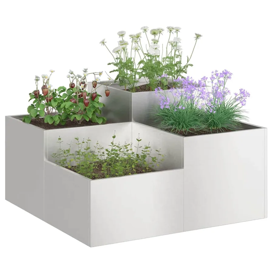 Cache-pot de jardin Argent 80 x 80 x 48 cm Acier inoxydable - 3