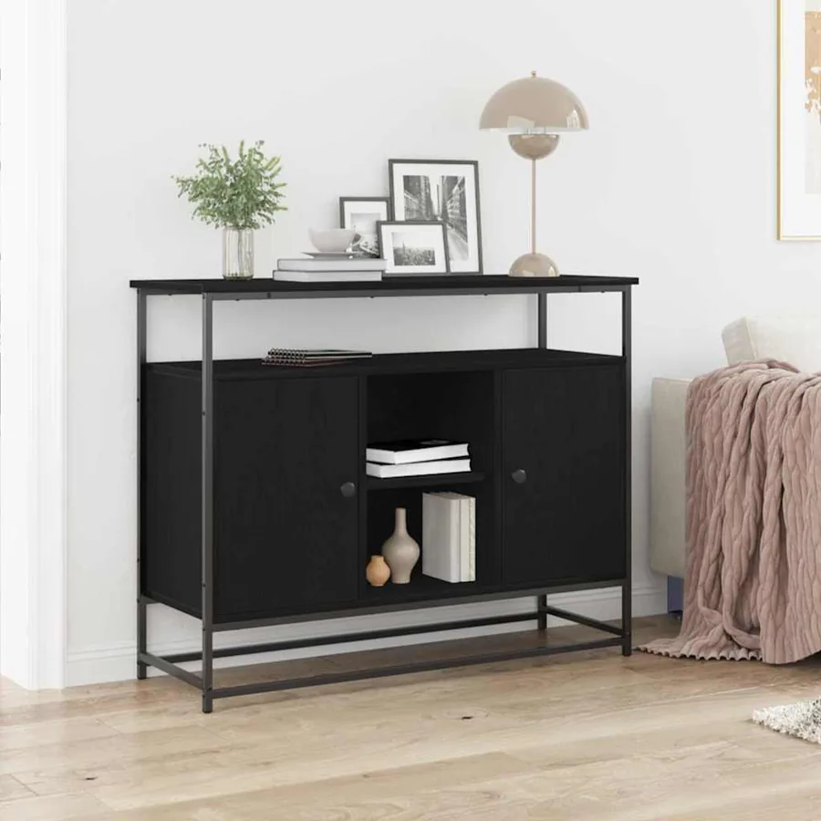 Buffet Chêne noir 100 x 35 x 80 cm Bois d'ingénierie