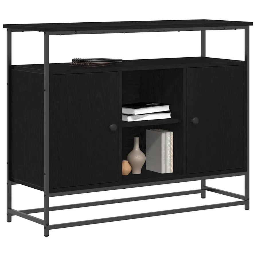 Buffet Chêne noir 100 x 35 x 80 cm Bois d'ingénierie - 3