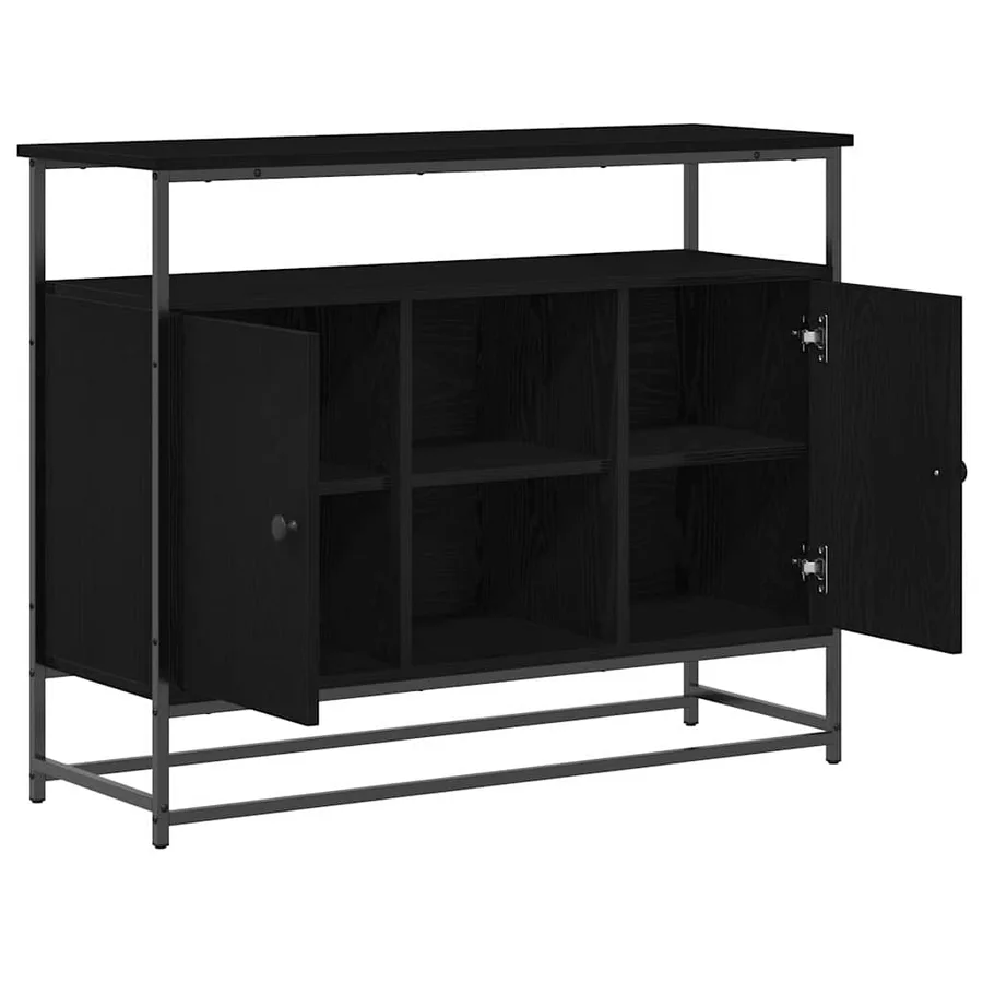 Buffet Chêne noir 100 x 35 x 80 cm Bois d'ingénierie - 5
