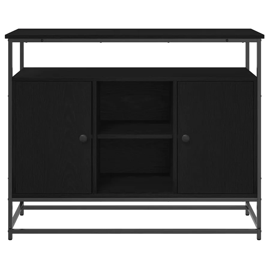 Buffet Chêne noir 100 x 35 x 80 cm Bois d'ingénierie - 6