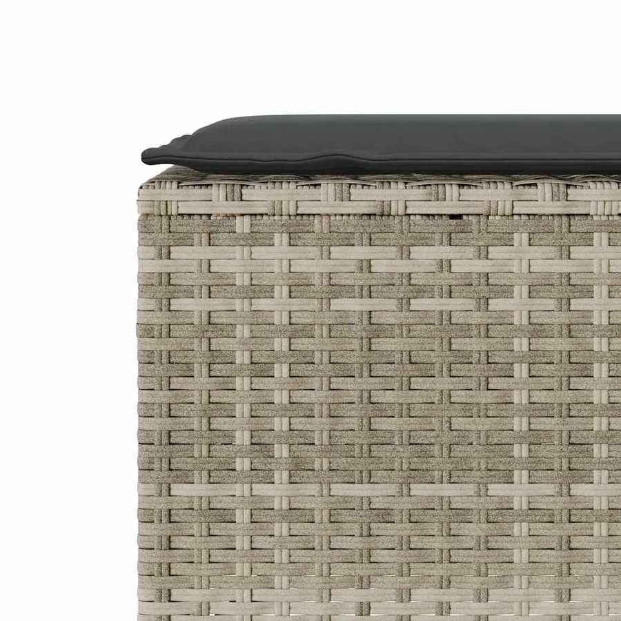 Banc de jardin coussin gris clair 110x30x40,5 cm résine tressée - 7