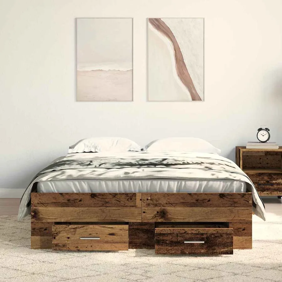 Cadre de lit Bois Ancien 120 x 190 cm Bois d'ingénierie - 3