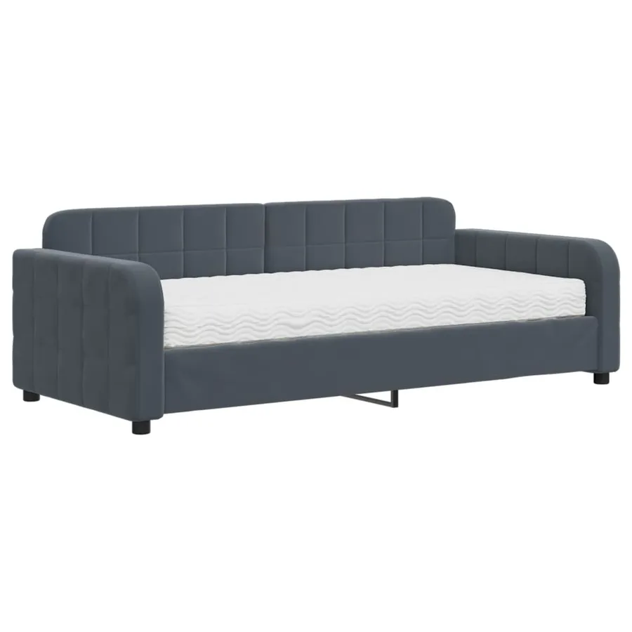 Lit de jour avec matelas gris foncé 90x190 cm velours - 2