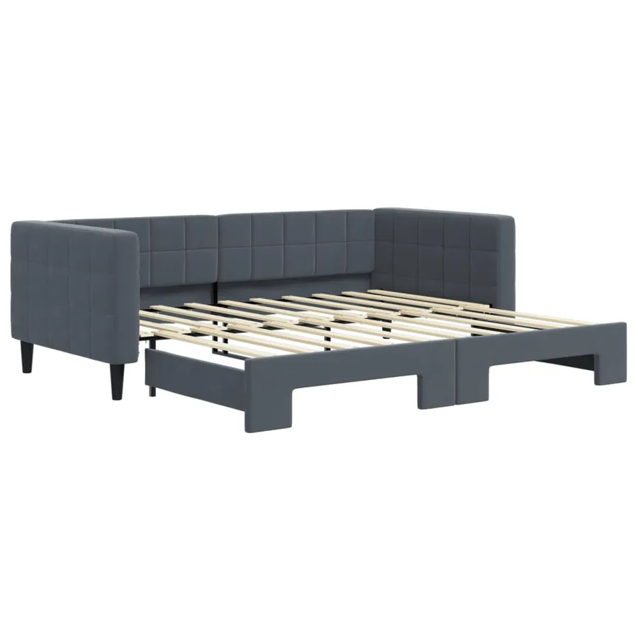 Lit de jour avec gigogne sans matelas gris foncé 90x190 cm - 2
