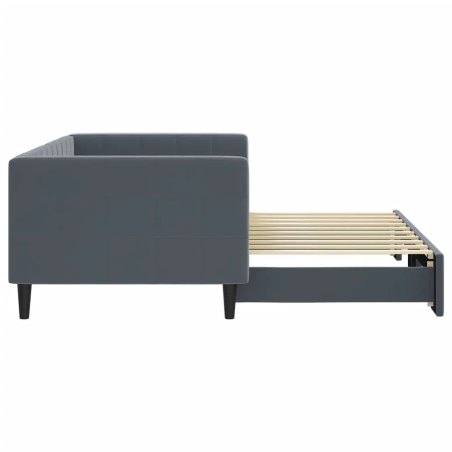 Lit de jour avec gigogne sans matelas gris foncé 90x190 cm - 4