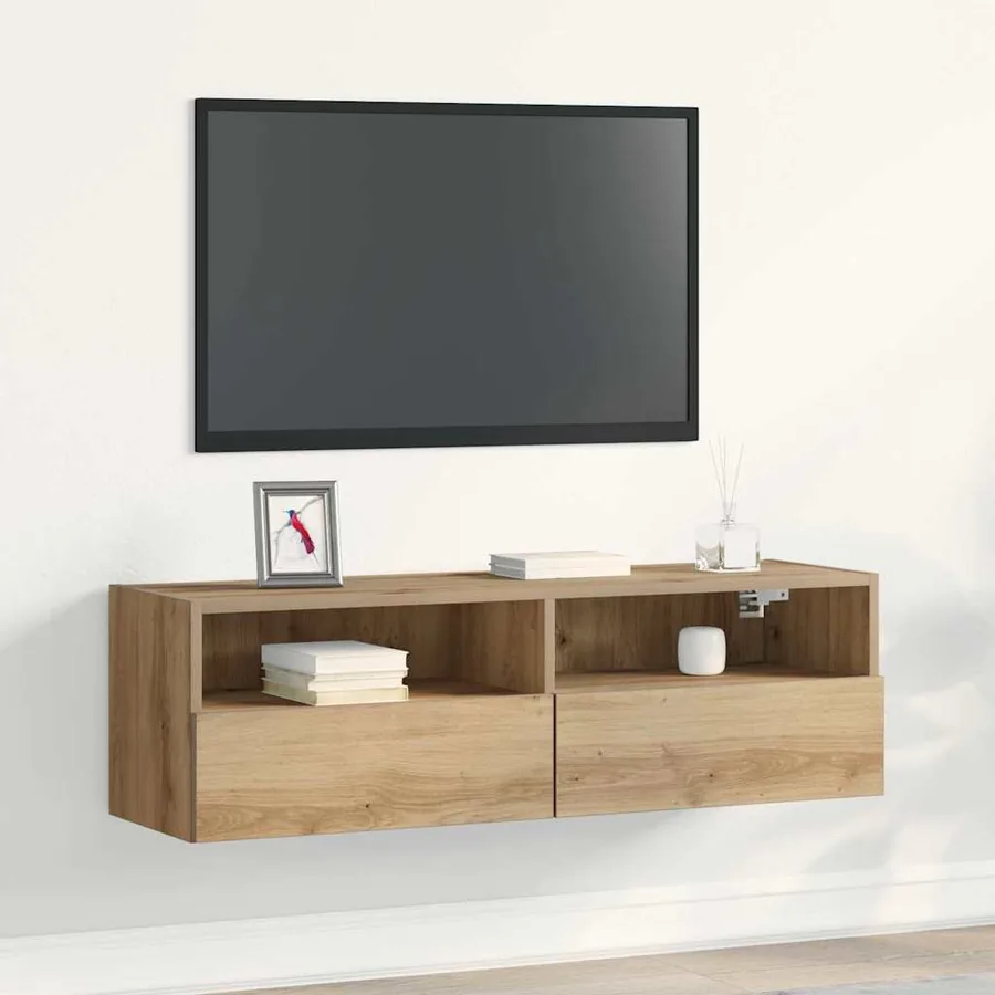 Meuble TV mural 100 x 30 x 30 cm chêne artisanal
