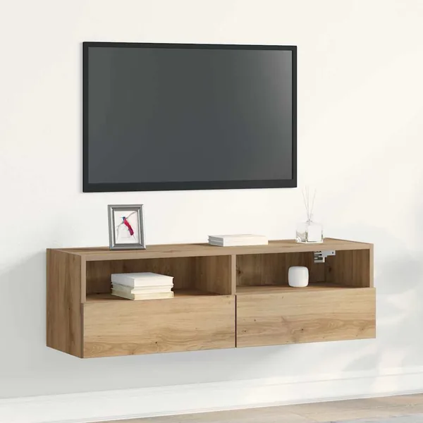 Meuble TV mural 100 x 30 x 30 cm chêne artisanal