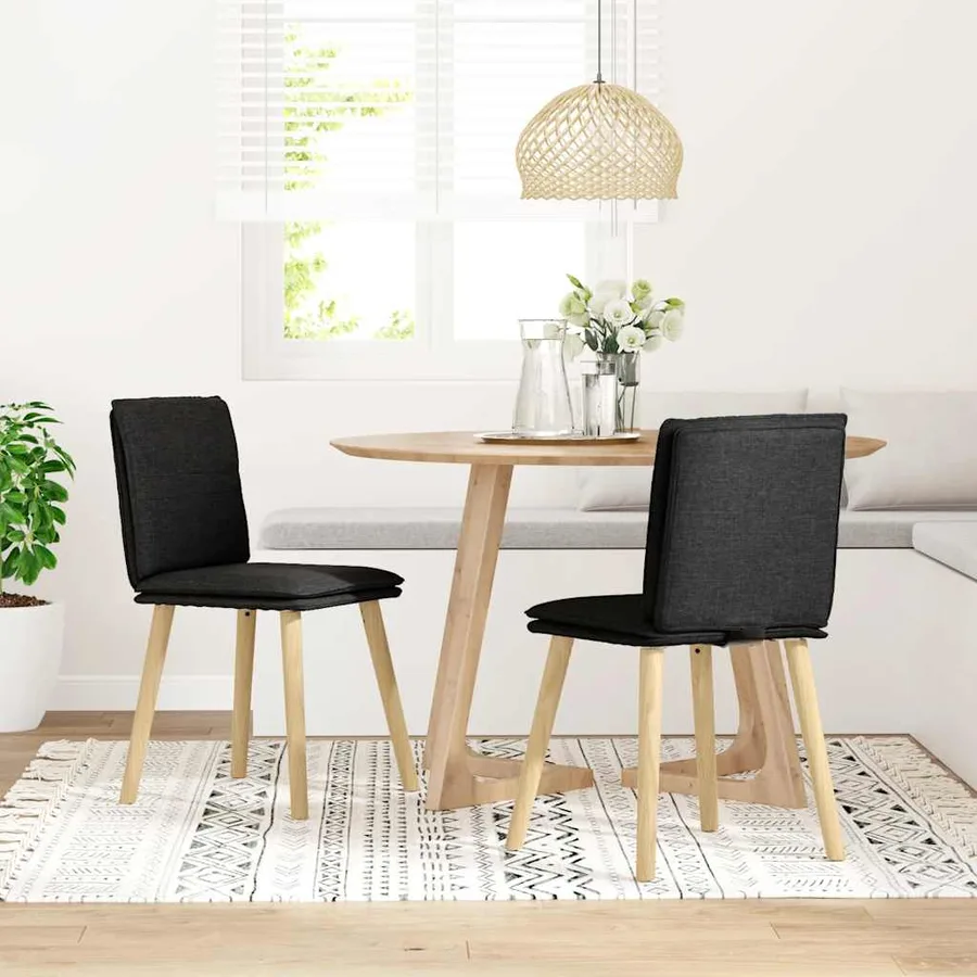 Chaises à manger lot de 2 noir tissu - 2