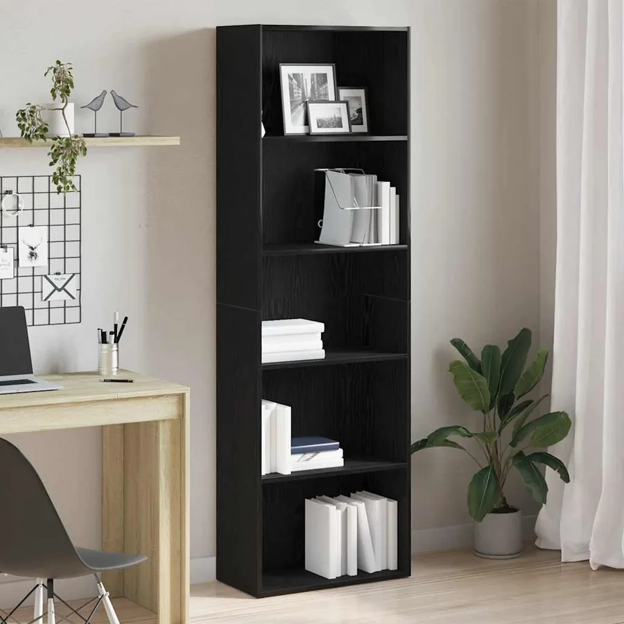 Bibliothèque chêne noir 60x30x189 cm bois d'ingénierie