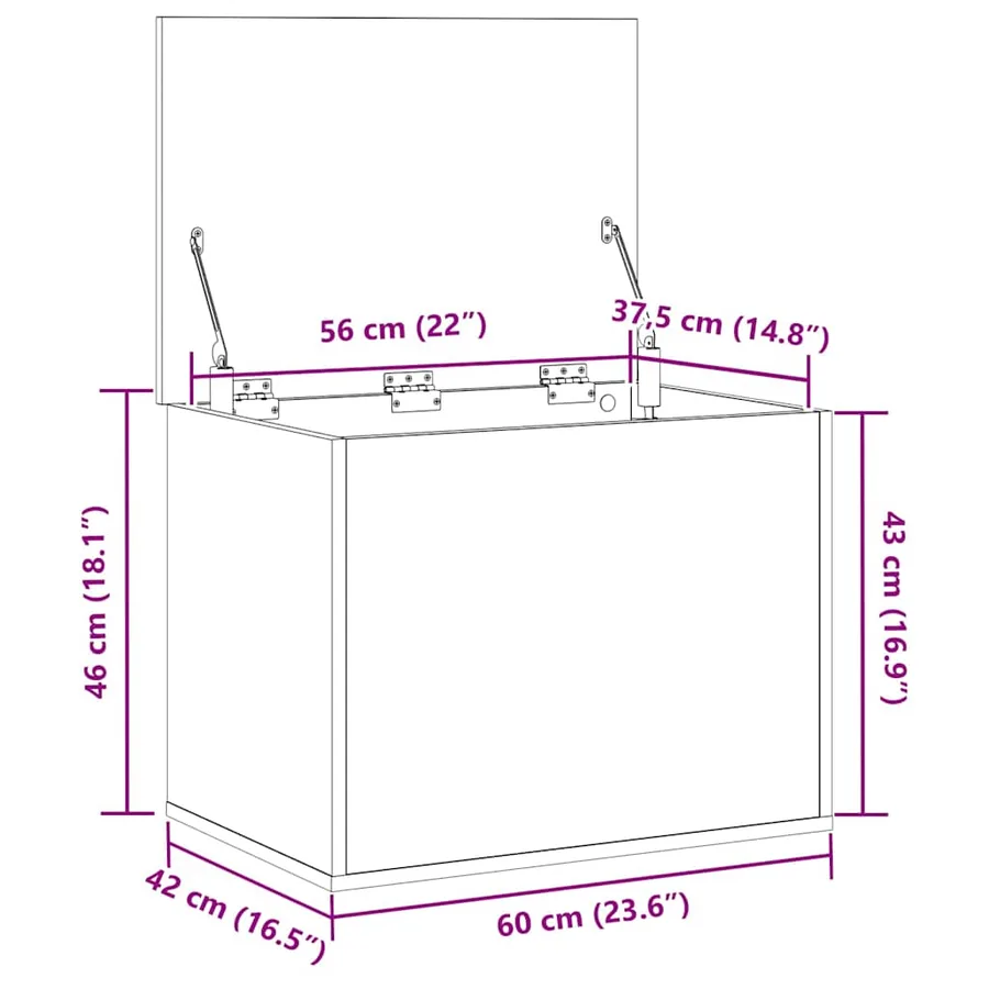 Boîte de Rangement chêne artisanal 60 x 42 x 46 cm - 12