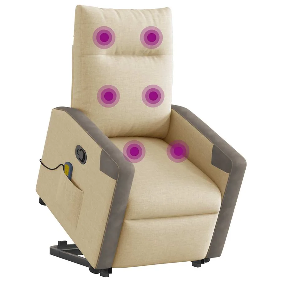 Fauteuil inclinable de massage Crème Tissu - 2