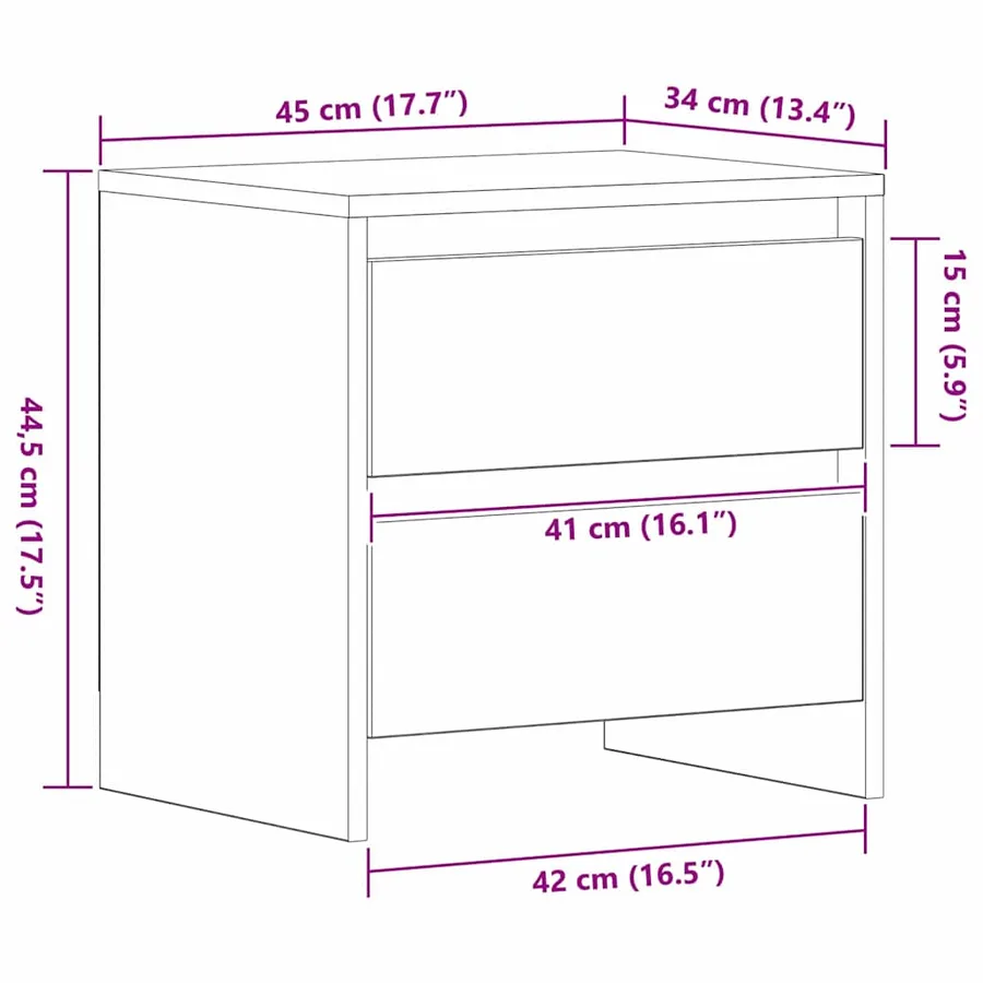 Cabinet de chevet Chêne artisanal 45 x 34 x 44,5 cm - 13