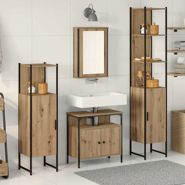 Ensemble de mobilier de salle de bain 4 pc Chêne artisanal