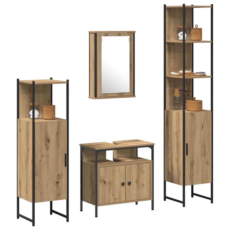 Ensemble de mobilier de salle de bain 4 pc Chêne artisanal - 3