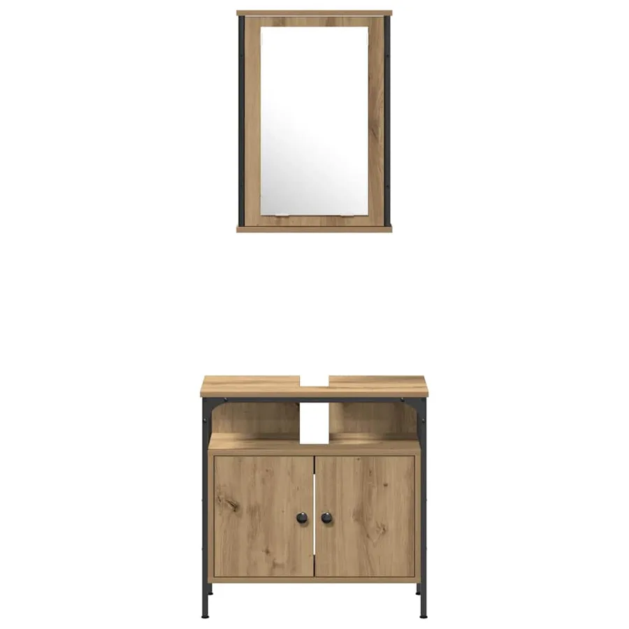 Ensemble de mobilier de salle de bain 4 pc Chêne artisanal - 9