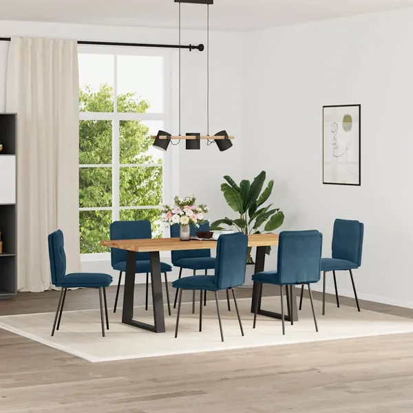 Chaises à manger lot de 6 bleu velours